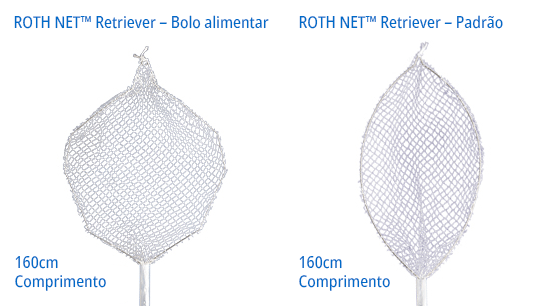 Roth Net Retriever para bolos alimentares  e Roth Net Retriever padrão  lado a lado. Ambas  apresentadas em 160cm de comprimento.