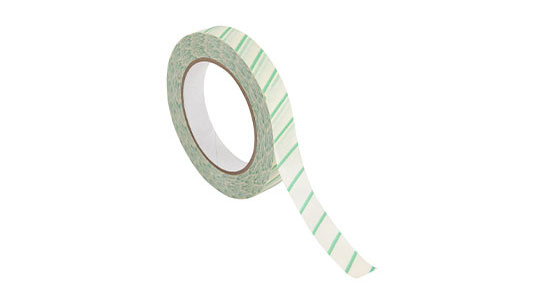 Diagonal green strips of chemical indicator ink on VERIFY Steam Indicator tape. Diagonal green strips of chemical indicator ink on VERIFY Steam Indicator tape.