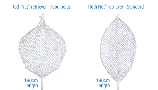 Roth Net Retriever food bolus and Roth Net Retriever standard side by side. Both are 160 in length.