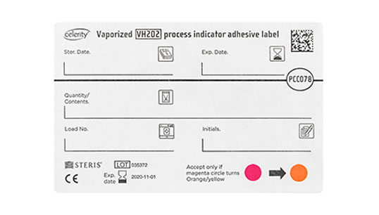 Etiqueta adhesiva del indicador de proceso Celerity™ vaporizado VH2O2