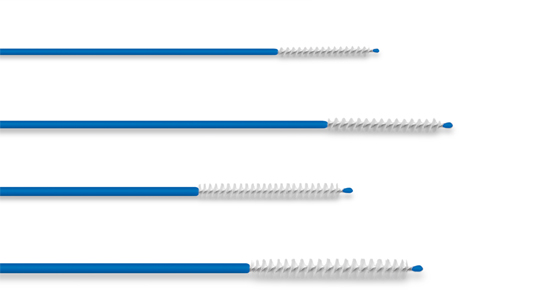 Acrylic tip channel cleaning brushes